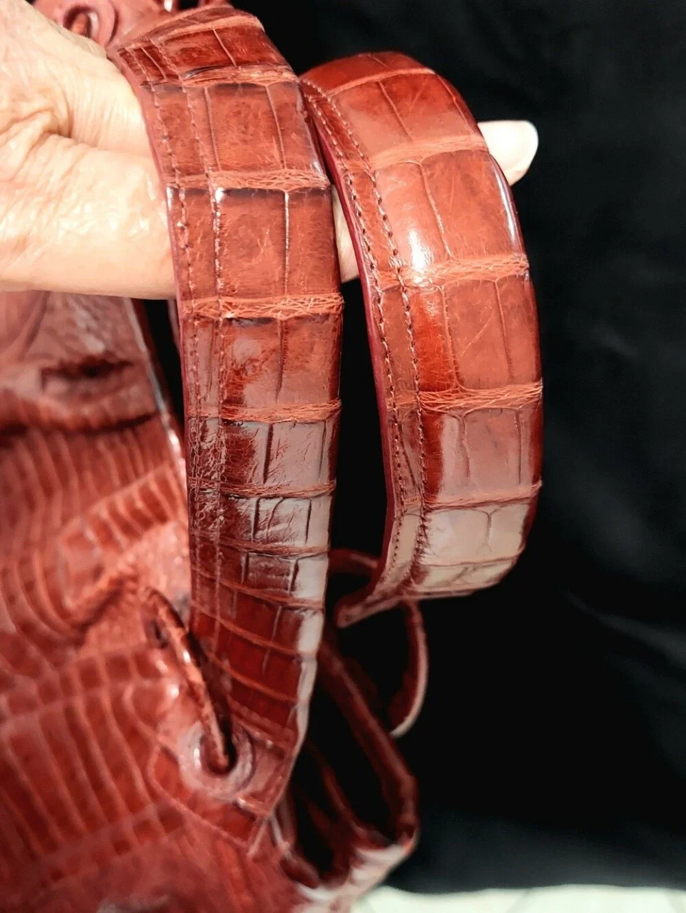 Nancy Gonzalez Genuine Crocodile Bag, Satchel Double Handle,  Burgundy